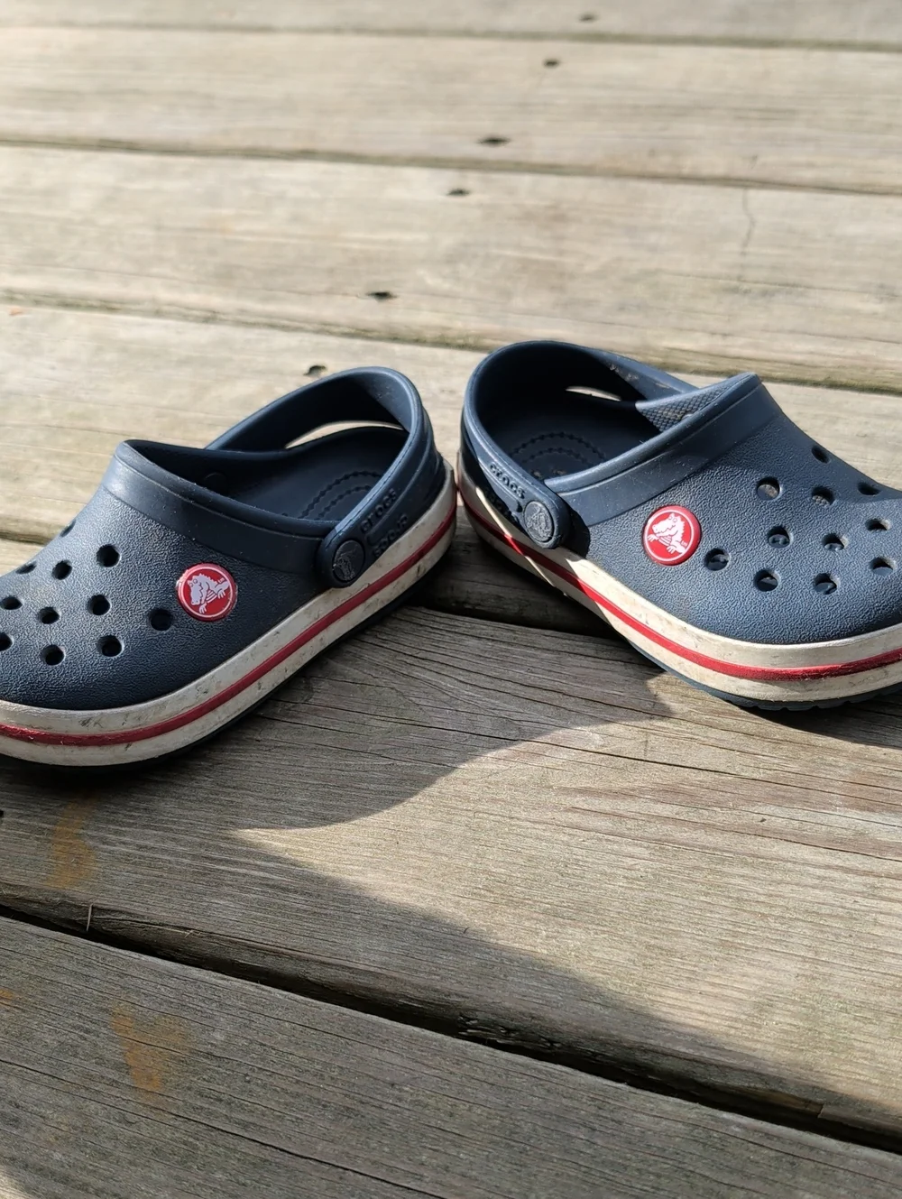 CROCS Kids Navy Clogs with Red Accents